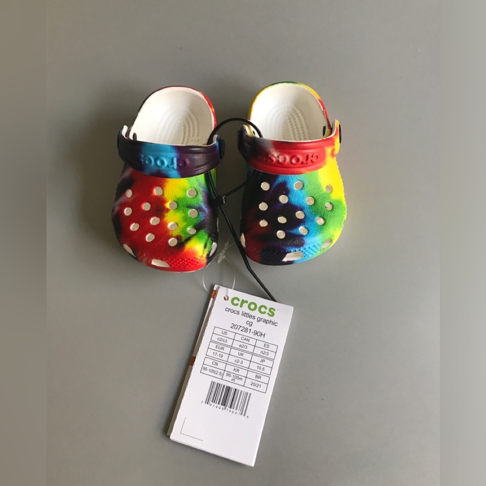 NWT! Crocs littles Graphic Colorful Tie-Dye Size: US C2/C3 - Picture 10 of 10